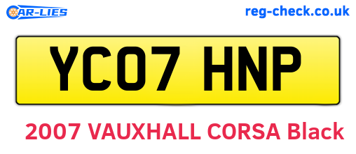 YC07HNP are the vehicle registration plates.