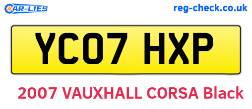 YC07HXP are the vehicle registration plates.