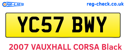 YC57BWY are the vehicle registration plates.