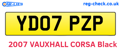 YD07PZP are the vehicle registration plates.