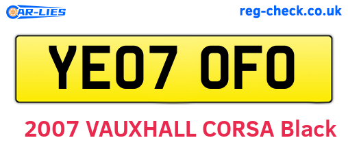 YE07OFO are the vehicle registration plates.