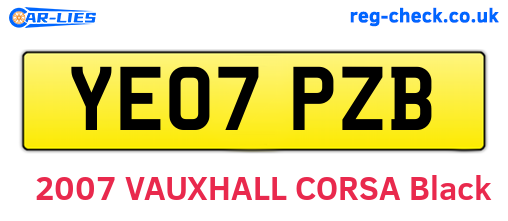 YE07PZB are the vehicle registration plates.