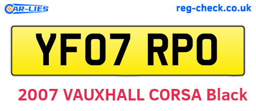 YF07RPO are the vehicle registration plates.