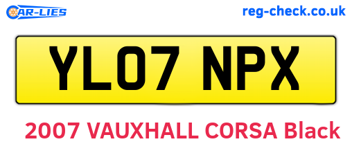 YL07NPX are the vehicle registration plates.