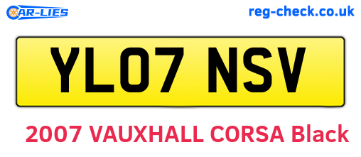 YL07NSV are the vehicle registration plates.