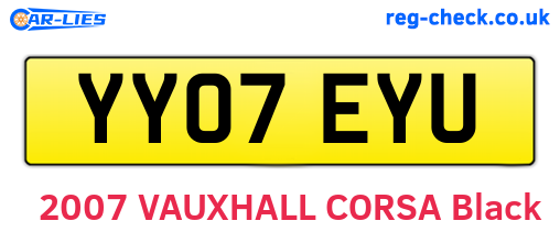 YY07EYU are the vehicle registration plates.