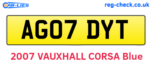 AG07DYT are the vehicle registration plates.