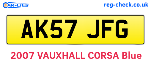 AK57JFG are the vehicle registration plates.