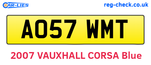 AO57WMT are the vehicle registration plates.