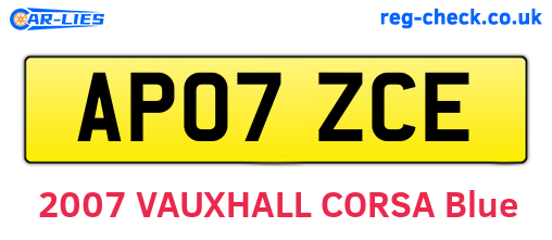 AP07ZCE are the vehicle registration plates.