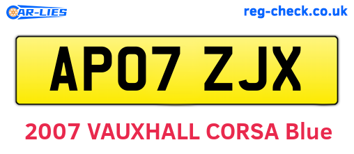 AP07ZJX are the vehicle registration plates.