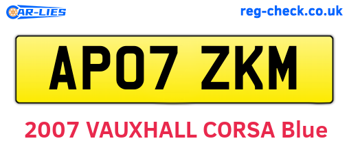 AP07ZKM are the vehicle registration plates.