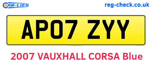 AP07ZYY are the vehicle registration plates.