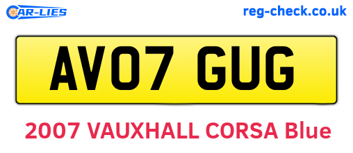 AV07GUG are the vehicle registration plates.
