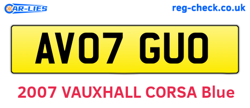 AV07GUO are the vehicle registration plates.