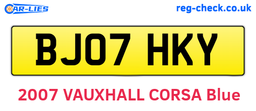 BJ07HKY are the vehicle registration plates.