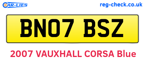 BN07BSZ are the vehicle registration plates.