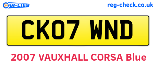 CK07WND are the vehicle registration plates.