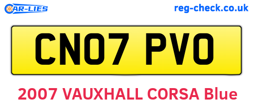 CN07PVO are the vehicle registration plates.