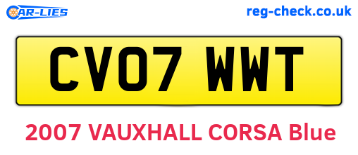 CV07WWT are the vehicle registration plates.