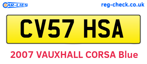 CV57HSA are the vehicle registration plates.