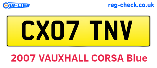 CX07TNV are the vehicle registration plates.