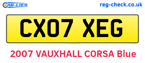 CX07XEG are the vehicle registration plates.