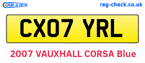 CX07YRL are the vehicle registration plates.