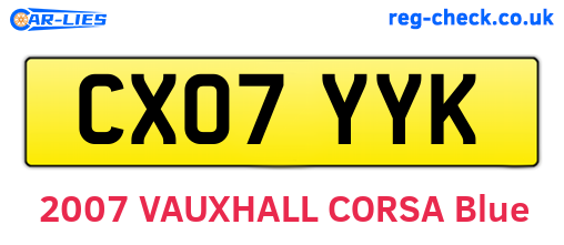 CX07YYK are the vehicle registration plates.