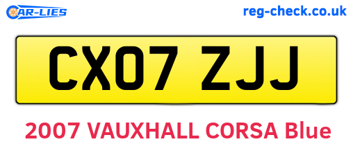 CX07ZJJ are the vehicle registration plates.