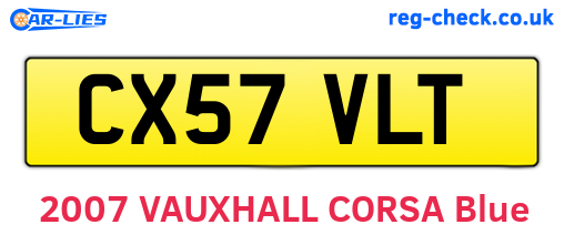CX57VLT are the vehicle registration plates.