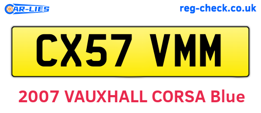 CX57VMM are the vehicle registration plates.