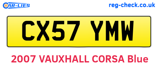CX57YMW are the vehicle registration plates.