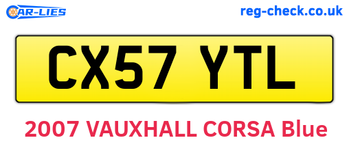 CX57YTL are the vehicle registration plates.