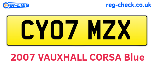 CY07MZX are the vehicle registration plates.