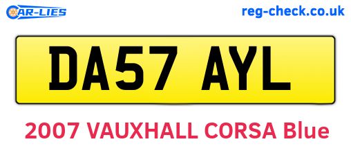 DA57AYL are the vehicle registration plates.