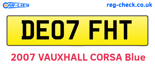 DE07FHT are the vehicle registration plates.