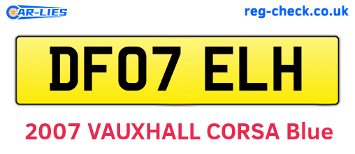 DF07ELH are the vehicle registration plates.