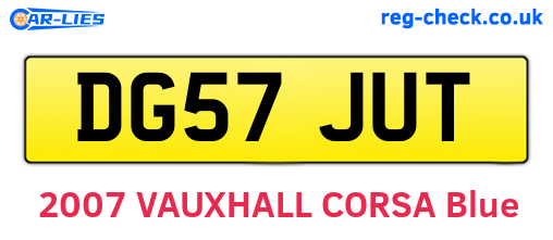 DG57JUT are the vehicle registration plates.