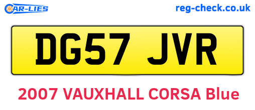 DG57JVR are the vehicle registration plates.