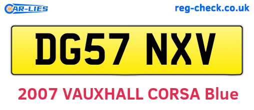 DG57NXV are the vehicle registration plates.