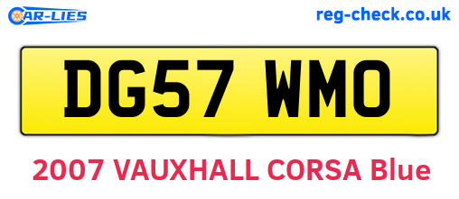 DG57WMO are the vehicle registration plates.