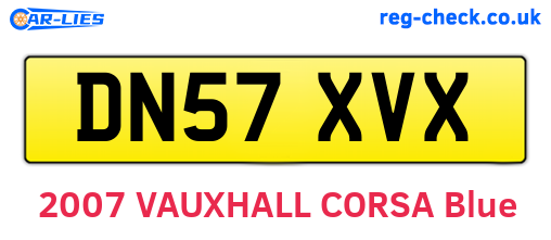 DN57XVX are the vehicle registration plates.