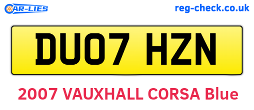 DU07HZN are the vehicle registration plates.