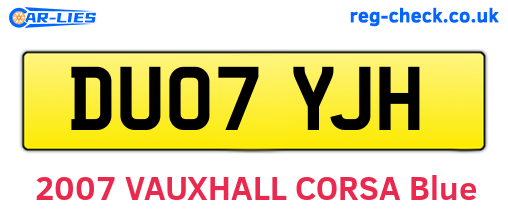 DU07YJH are the vehicle registration plates.