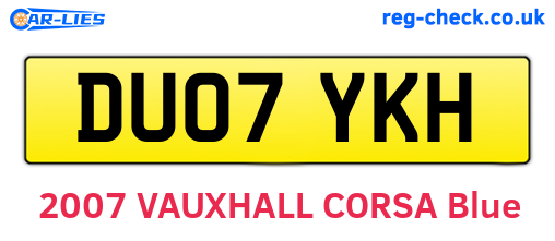 DU07YKH are the vehicle registration plates.