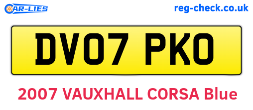 DV07PKO are the vehicle registration plates.
