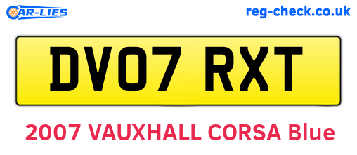 DV07RXT are the vehicle registration plates.