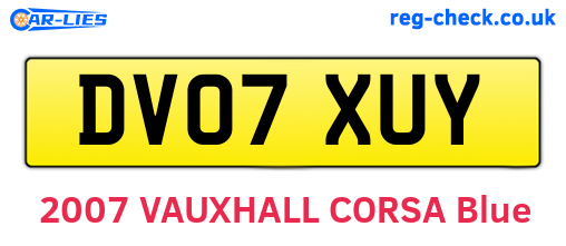 DV07XUY are the vehicle registration plates.