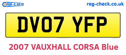 DV07YFP are the vehicle registration plates.